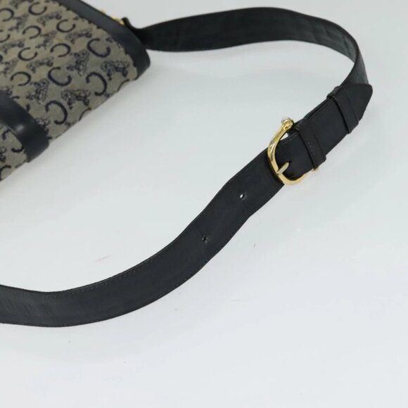 CELINE C Sulky Shoulder Bag Canvas Navy Gold Auth BD1174 - Picture 8 of 16